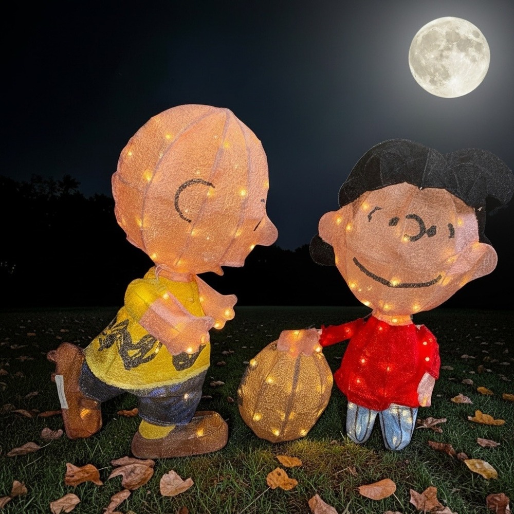 Peanuts 32" Charlie Brown & Lucy Football 3D LED Yard Art Decor TESTED & WORKING